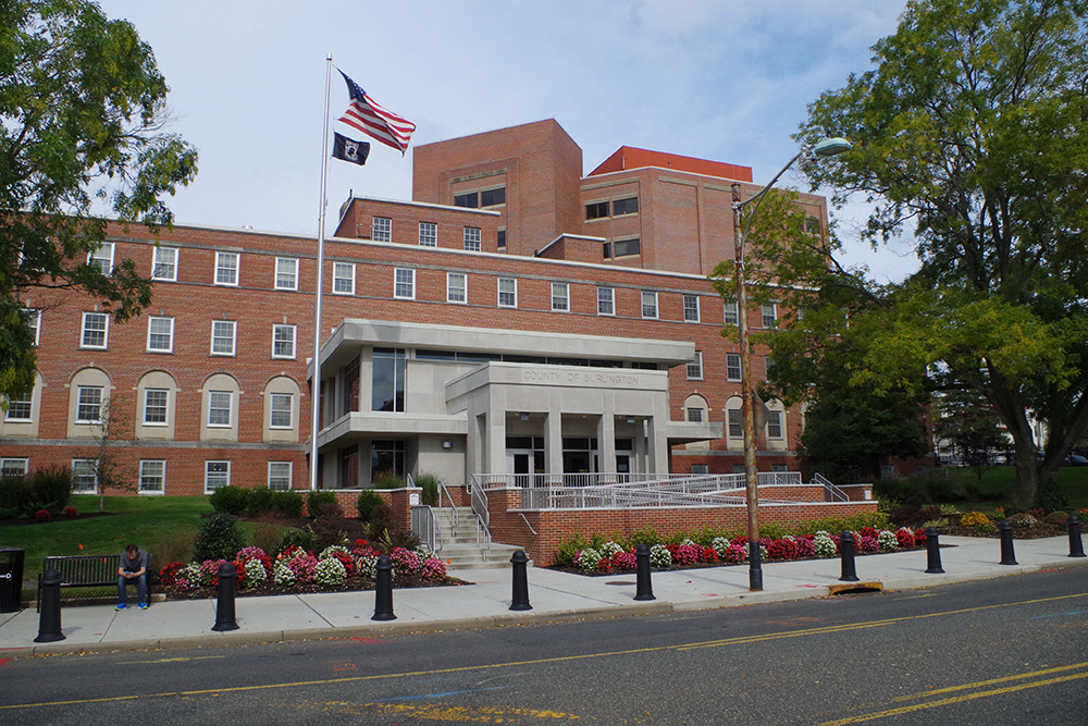 Burlington County Superior Court in Mount Holly, New Jersey, where domestic violence and restraining order cases are heard