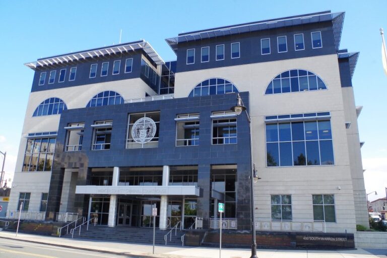 Mercer County Criminal Courthouse in Trenton, New Jersey – location for domestic violence restraining order hearings